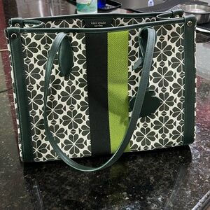 Kate Spade Black and Green Floral Tote